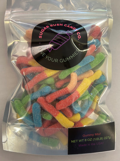 Neon Sour Worms (1/2 Pound Bag)